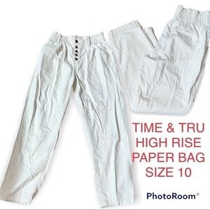 Time and Tru White Paper Bag High Waist Size 10